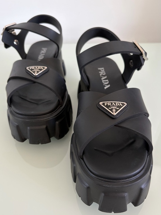 Prada Shoes - Prada Monolith Rubber Sandals - Black Size 38